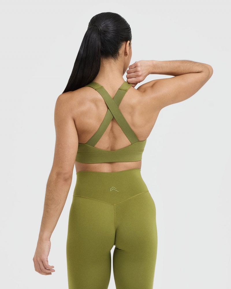 Oner Active Timeless Brede Riemen Sports Bras Olijfgroen Groen | XHY-170853