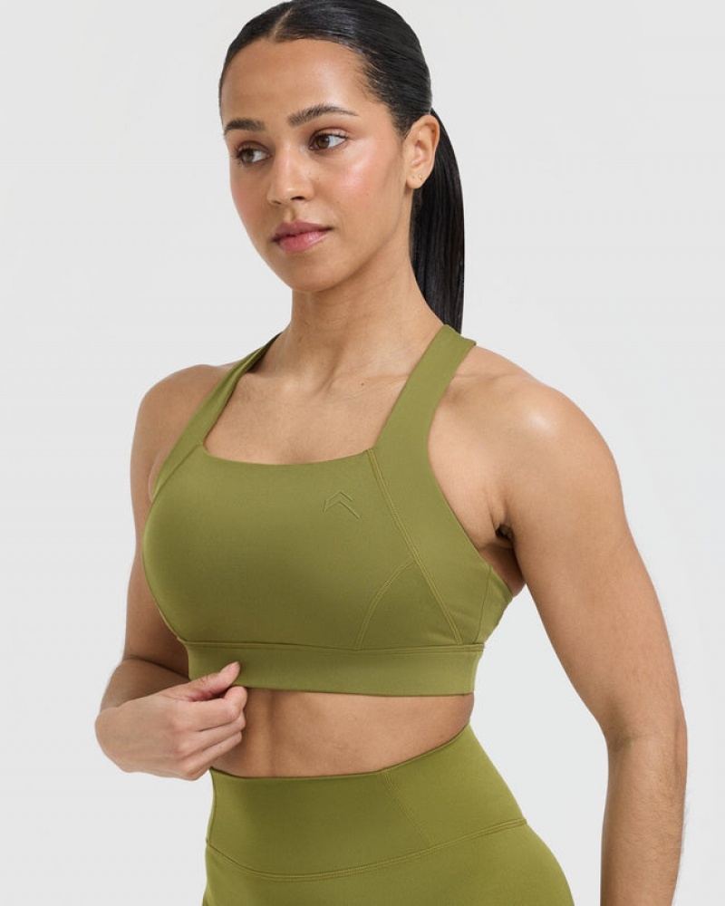 Oner Active Timeless Brede Riemen Sports Bras Olijfgroen Groen | XHY-170853