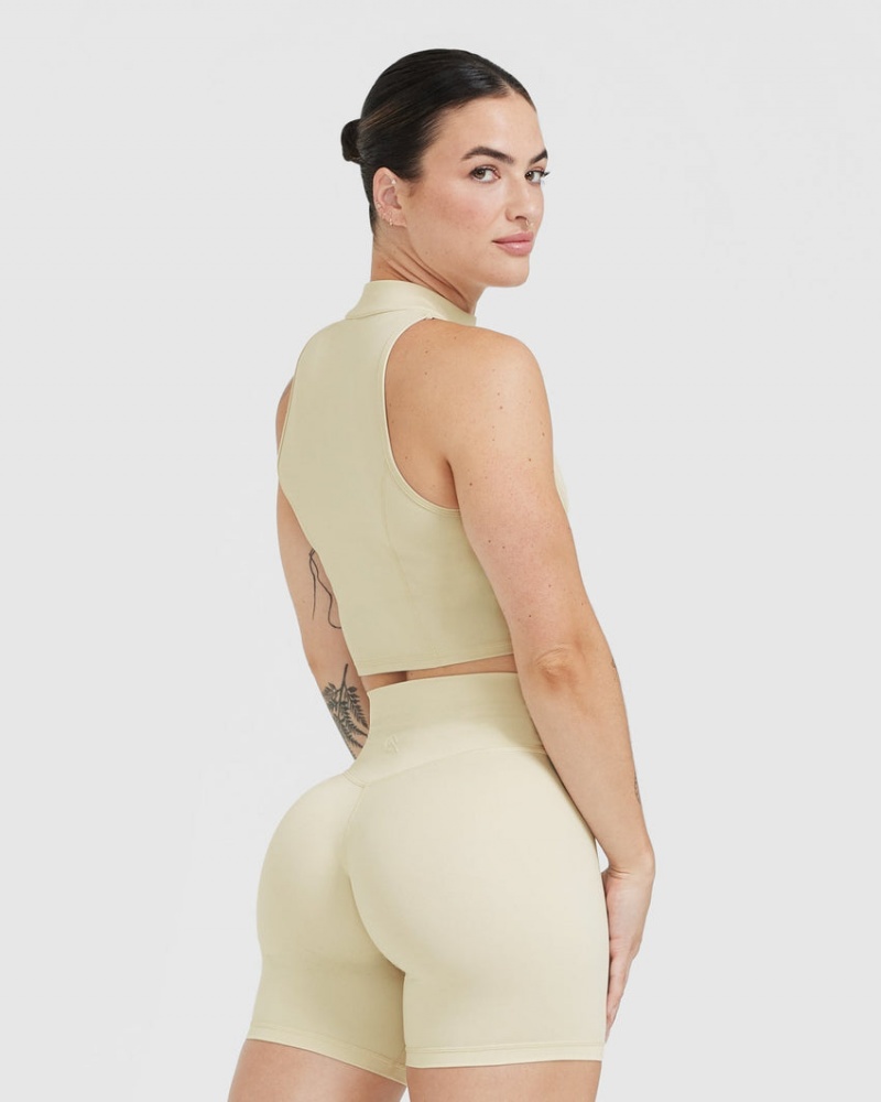 Oner Active Timeless Half Zip Crop Tank T-shirts Lichtgeel | FEO-740982