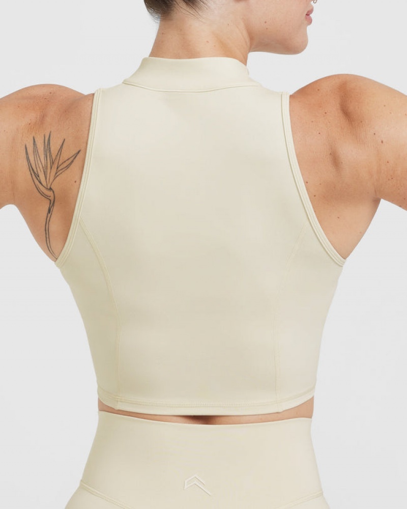 Oner Active Timeless Half Zip Crop Tank T-shirts Lichtgeel | FEO-740982