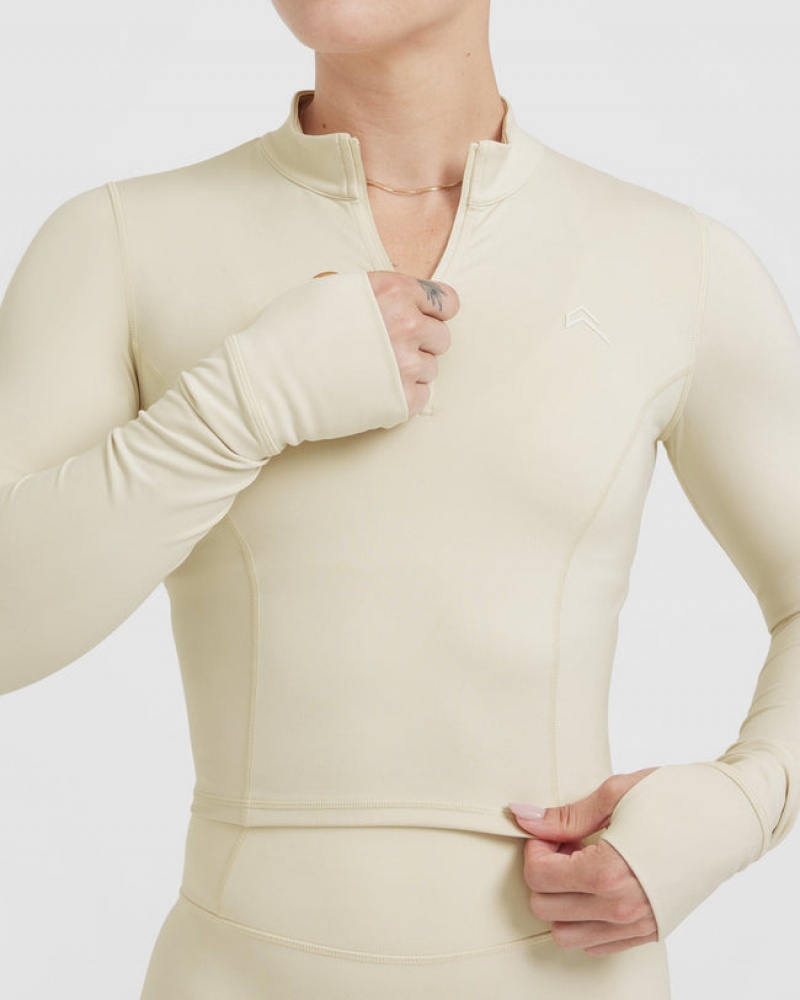 Oner Active Timeless Half Zip Mid Long Sleeve T-shirts Lichtgeel | JXP-931508