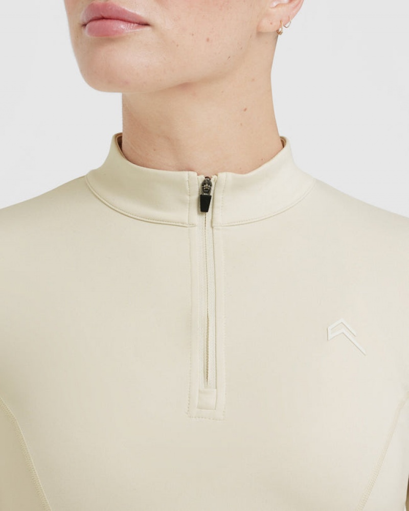 Oner Active Timeless Half Zip Mid Long Sleeve T-shirts Lichtgeel | JXP-931508