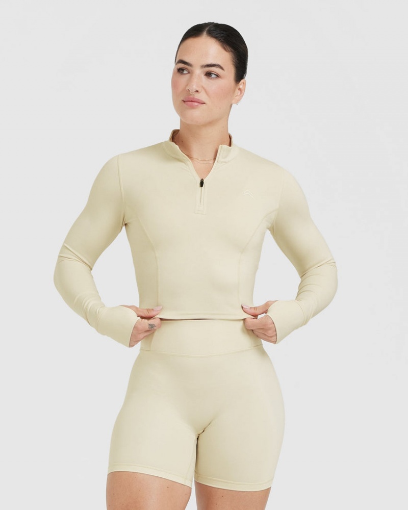 Oner Active Timeless Half Zip Mid Long Sleeve T-shirts Lichtgeel | JXP-931508