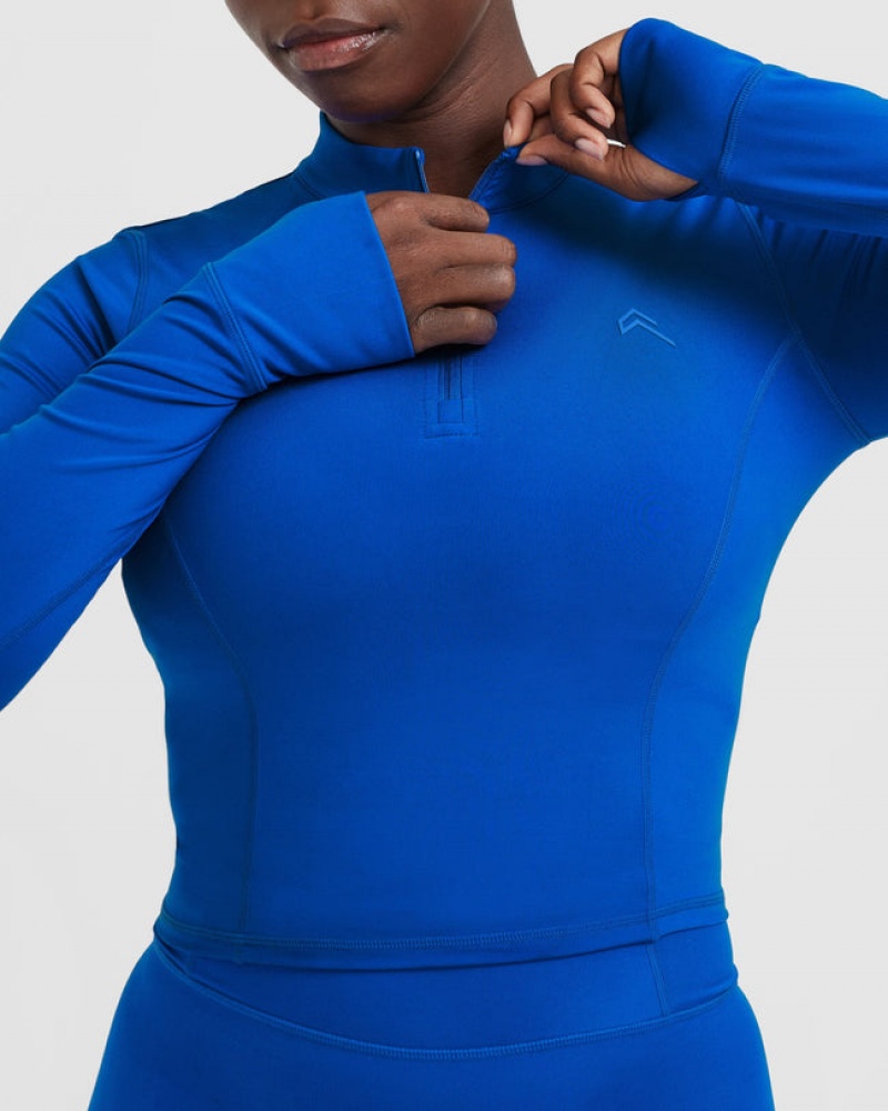 Oner Active Timeless Half Zip Mid Long Sleeve T-shirts Diepblauw | VZC-310752