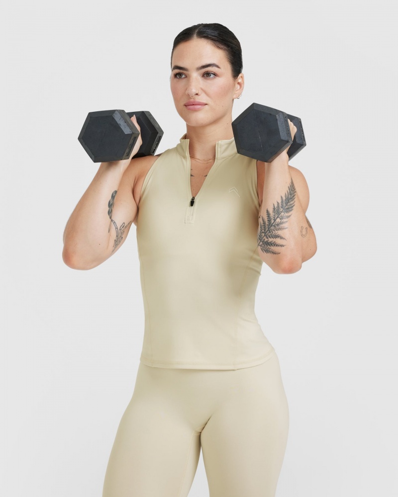 Oner Active Timeless Half Zip Tank T-shirts Lichtgeel | NVA-253401
