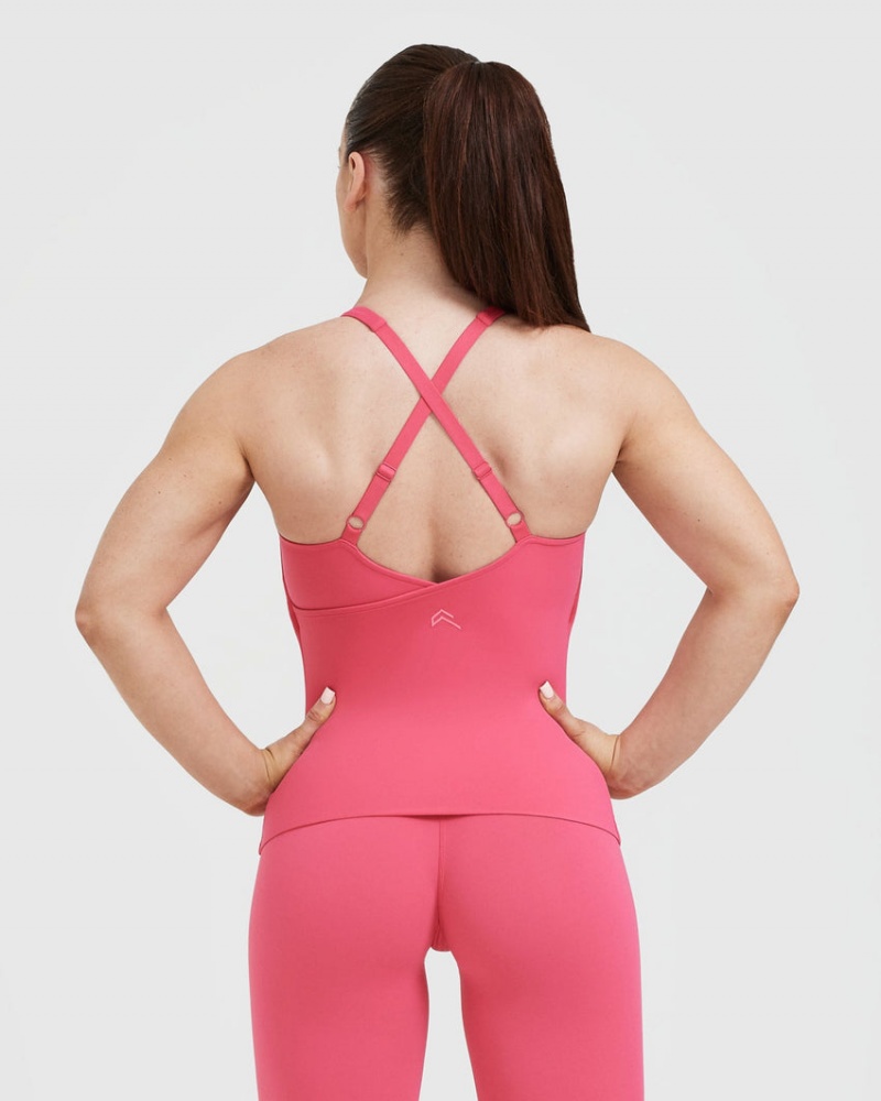Oner Active Unified V-Neck Cross Back T-shirts Roze | GLJ-041872
